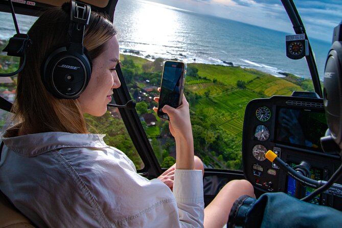 Above the Island of Gods Helicopter Tour - Stop 2: Melasti Beach Turquoise Water and Golden Sands Overhead