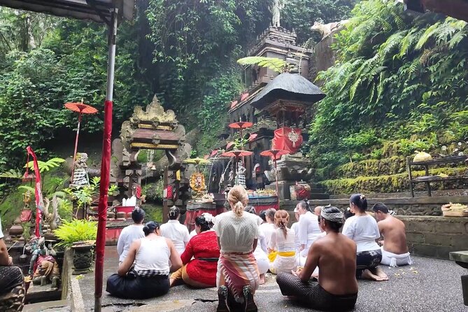 Atman Bali Journey water blessing - The sacred temple setting: Taman Pecampuhan Sala Temple, waterfalls, and bells