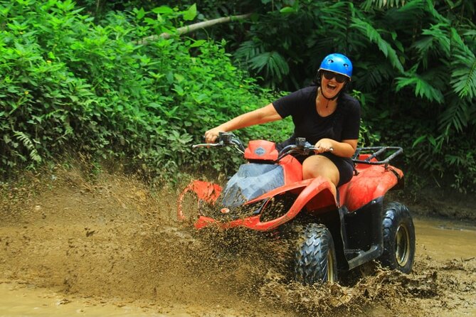 Bali Quad bike ATV passing through Waterfall, Cave & Rice fields - ATV Comfort, Speed, and Beginner Friendly Reality