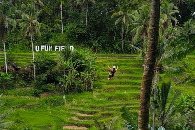 Bali: Zipline + Watersport Trio (Jetski, Parasailing, BananaBoat) - Stop 1 at U Fun Field: zipline above the rice terraces