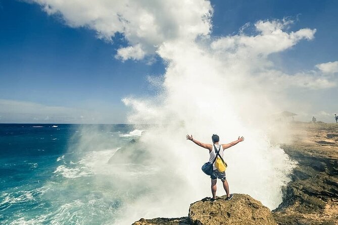 Lembongan and Ceningan Island Tour - Blue Lagoon in Nusa Ceningan: The Ocean Hits Hard