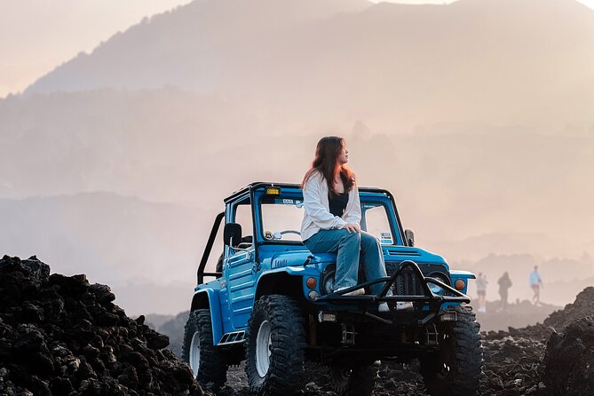 Mount Batur Jeep Sunrise Tour with Optional Add On - The road to the sunrise point, Black Lava fields, and village views