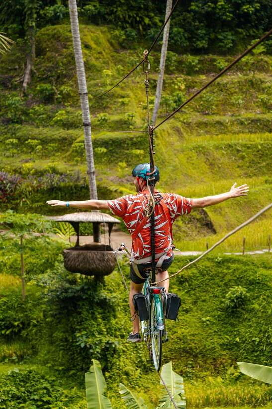 Ubud: Alas Harum Day-Pass, Swing, Sky Bike & Flying Fox - Flying Fox Zip Line: The 300 Meter Glide Over Rice Fields