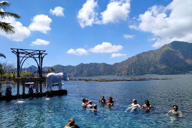 Ubud Hot Springs and Waterfall Private Guided Tour - Mount Batur buffet lunch with a lake-and-volcano view